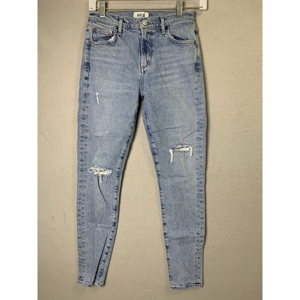 AGOLDE Jeans Womans Sz 25 Blue Sophie Distressed Skinny Y2K Organic Cotton